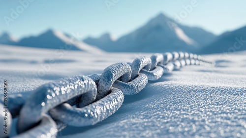 Kette im Schnee vor majestätischen Bergen

 photo