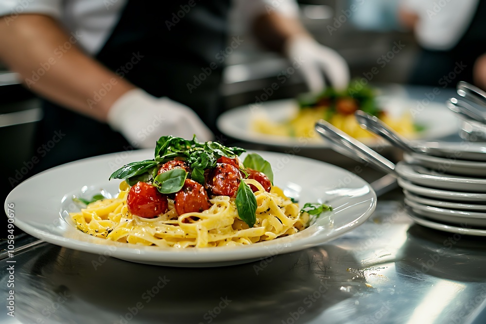 a?? Gourmet Pasta Dish with Fresh Ingredients and Artistic Plating, Highlighting Culinary Excellence and Creativity. a?? Gourmet Pasta Dish with Fresh Ingredients and Artistic Plating, Highlighting Culinary Excellence and Creativity.