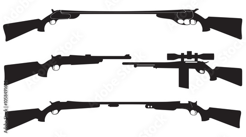 Collection of shotguns silhouette set 
