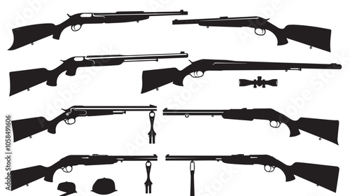 Collection of shotguns silhouette set 