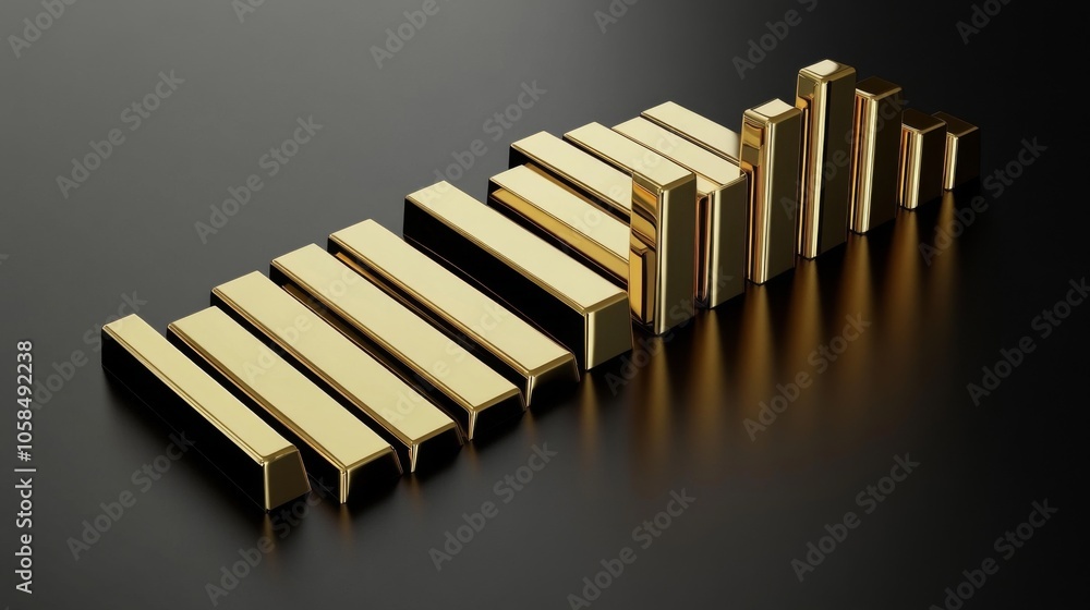 Golden Bars Arrangement on Dark Background Golden Bars Arrangement on Dark Background