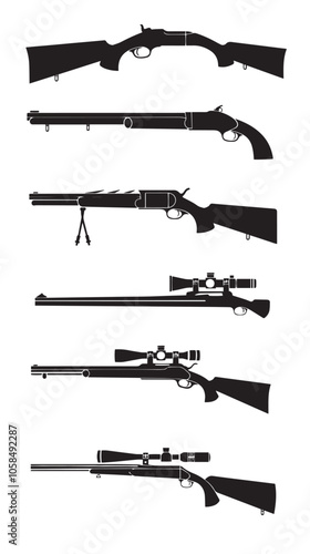 Collection of shotguns silhouette set 