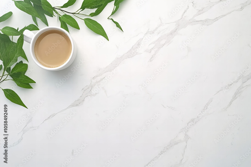 Elegant Flat Lay of Coffee Mugs with Floral and Foliage Arrangements on Marble Background - Cozy and Minimalistic Coffee Aesthetic for Social Media, Branding, and Interior Design Inspiration Elegant Flat Lay of Coffee Mugs with Floral and Foliage Arrangements on Marble Background - Cozy and Minimalistic Coffee Aesthetic for Social Media, Branding, and Interior Design Inspiration