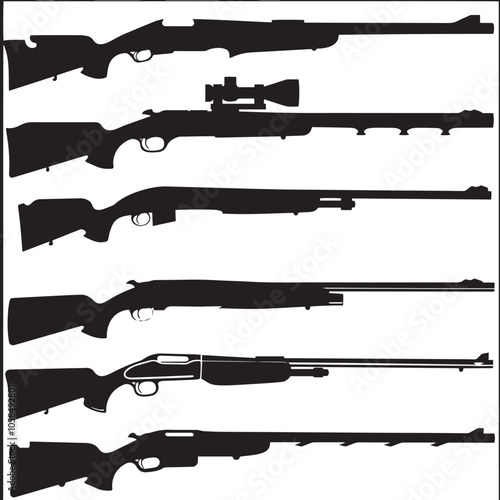 Collection of shotguns silhouette set 