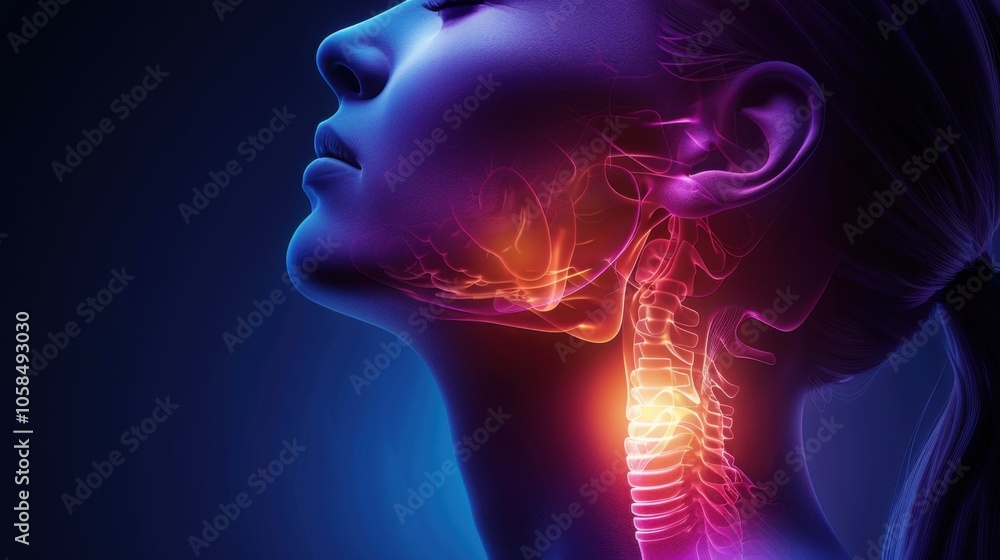 Naklejka premium Gastroesophageal Reflux Disease (GERD): This digestive condition occurs when stomach acid regurgitates into the esophagus, causing heartburn and possible damage to the lining. 