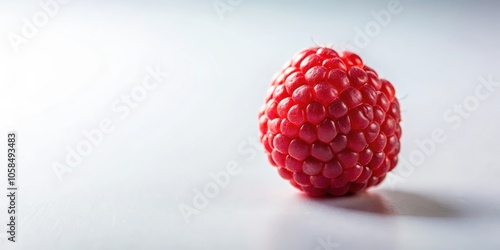 A Single Raspberry Isolated on a White Background, Showing its Intricate Detail and Vibrant Red Hue