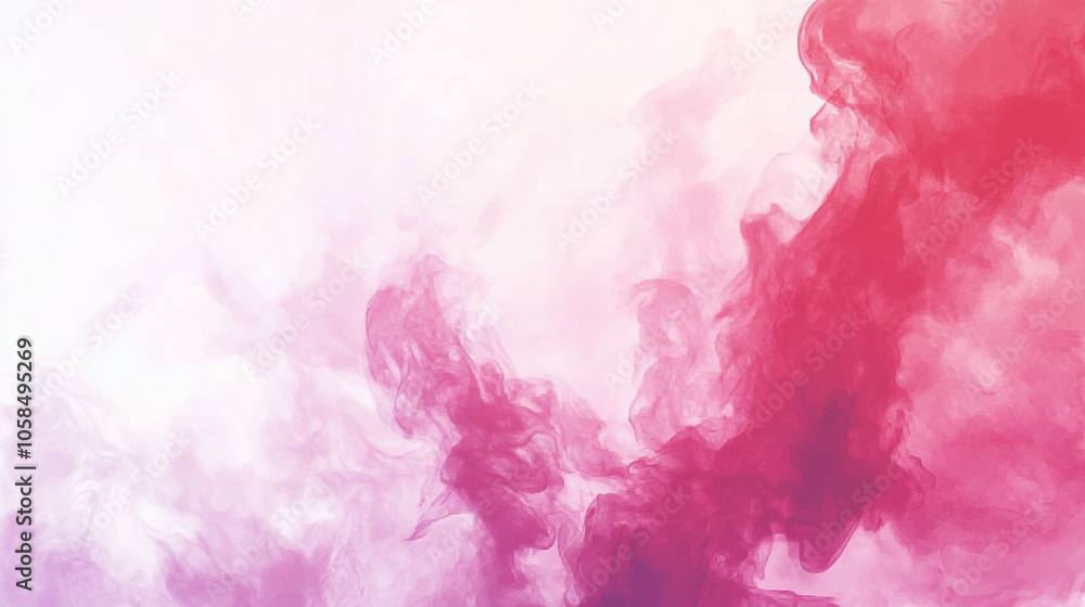 Abstract illustration of vibrant pink and purple smoke swirling against a soft light background Abstract illustration of vibrant pink and purple smoke swirling against a soft light background