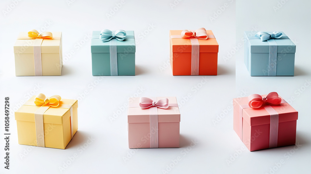 Top View of Gift Boxes on Plain White Background Top View of Gift Boxes on Plain White Background