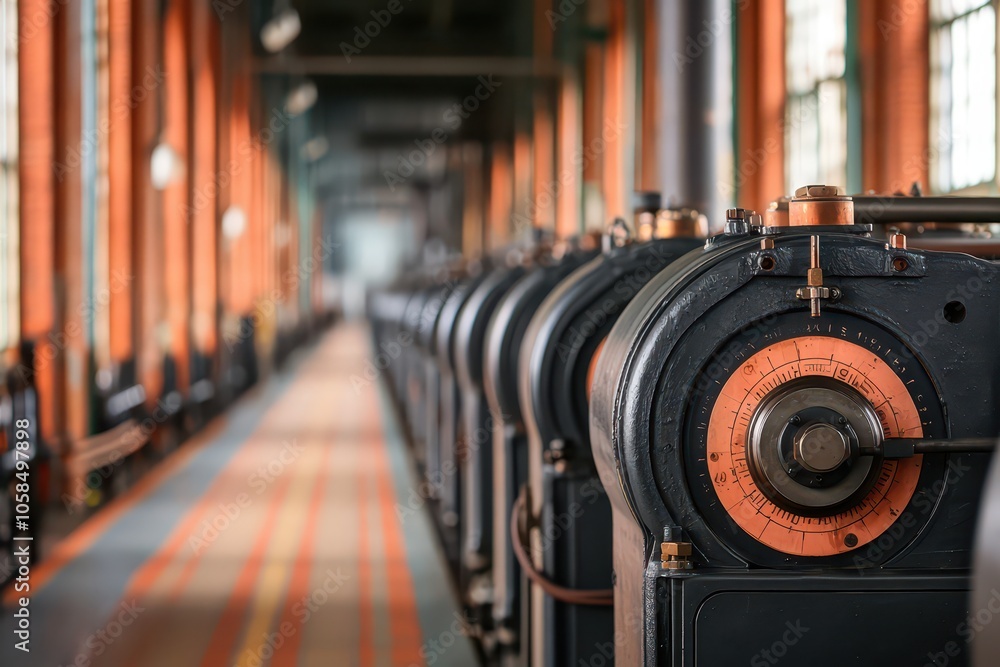 Large-scale machinery in a factory operating in perfect synchronization for efficient mass production. Large-scale machinery in a factory operating in perfect synchronization for efficient mass production.