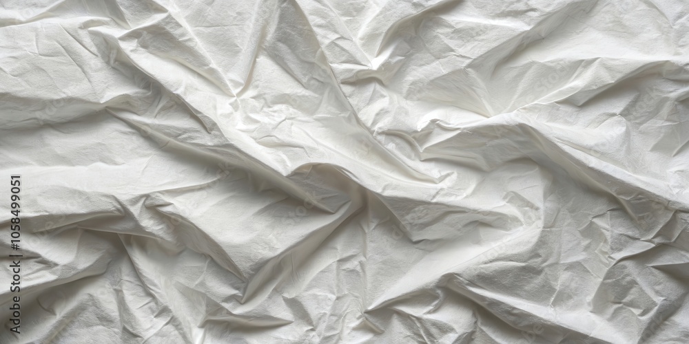 Abstract Texture of Crumpled White Fabric A Soft, Draped Surface with Intricate Folds and Shadows Abstract Texture of Crumpled White Fabric A Soft, Draped Surface with Intricate Folds and Shadows
