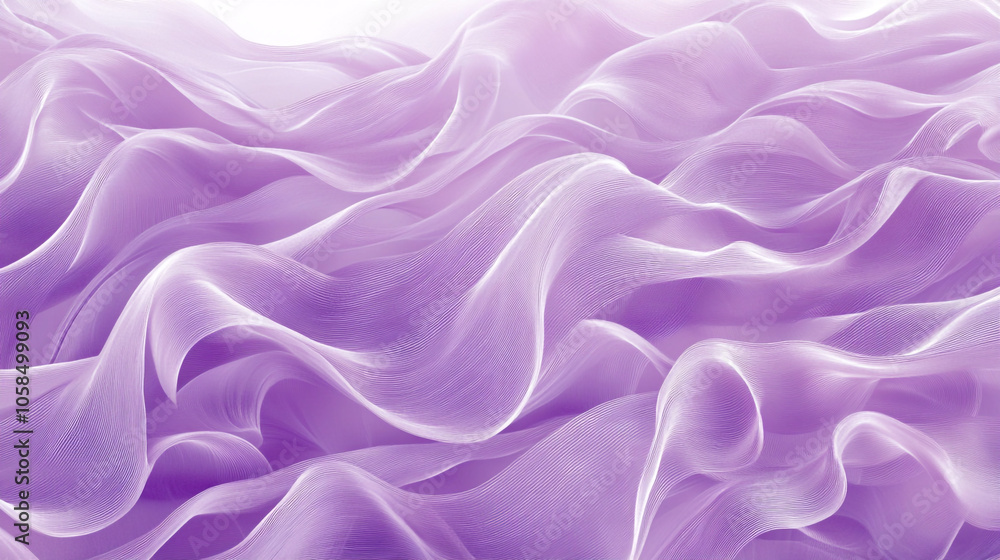 Fototapeta premium Soft lavender fabric flowing gently under bright light creating a calming atmosphere