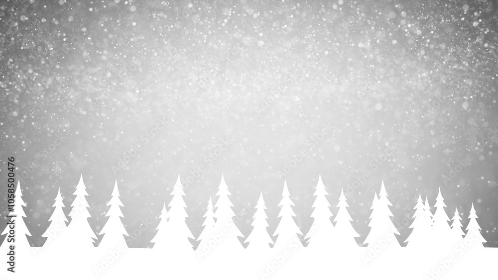 Obraz premium Christmas and New years Holiday snowy landscape with trees and silver white snowy copy space sky illustration backgrounds.
