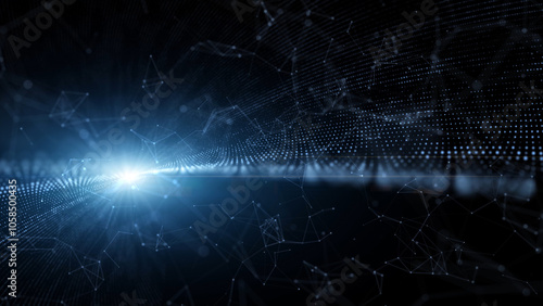 Dark blue digital artificial intelligence cyberspace technology illustration background.	
