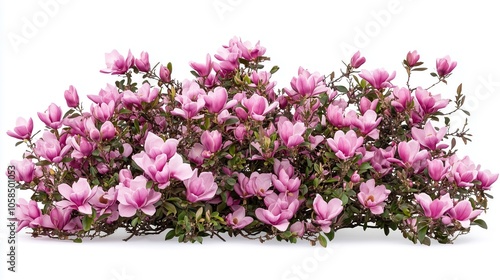 Magnolia bush on white background