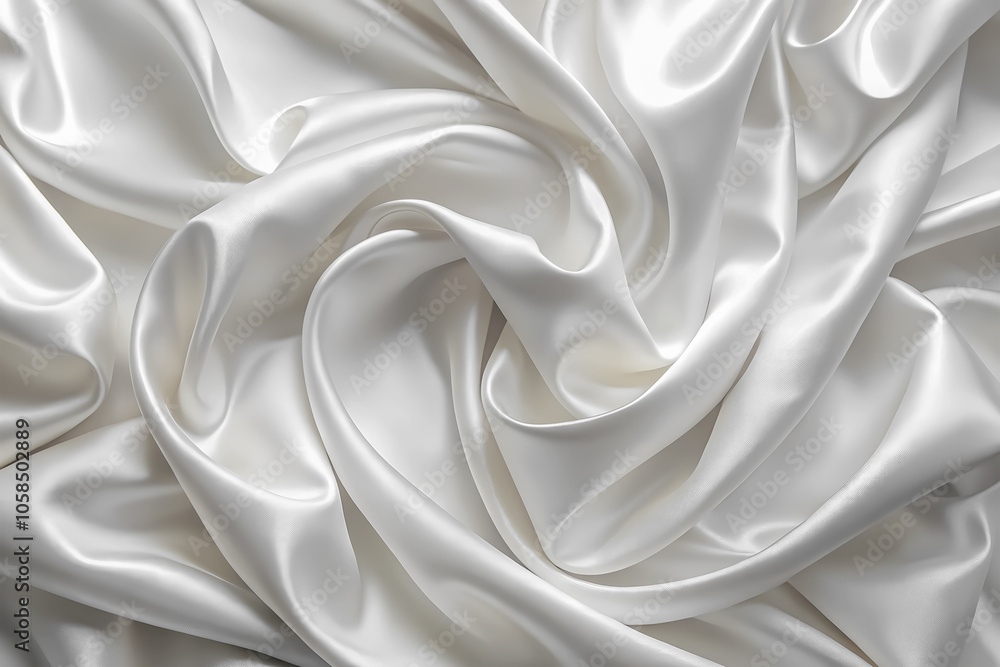 Fototapeta premium Wavy, delicate, white silk material.