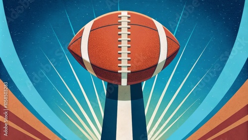 American football super bowl poster concept with dynamic ball throw elements photo