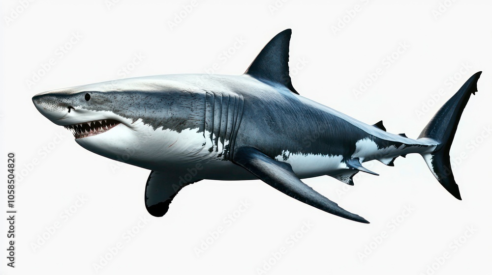 There are many kinds of animals in the sea, including Great White Shark, a well-known predator. This animal is isolated on a white background, marine life, clipart, and there are diverse species. There are many kinds of animals in the sea, including Great White Shark, a well-known predator. This animal is isolated on a white background, marine life, clipart, and there are diverse species.