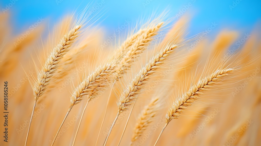 Golden Wheat Field Under Blue Sky Smooth Blue Background with Copy Space for Advertisements Golden Wheat Field Under Blue Sky Smooth Blue Background with Copy Space for Advertisements