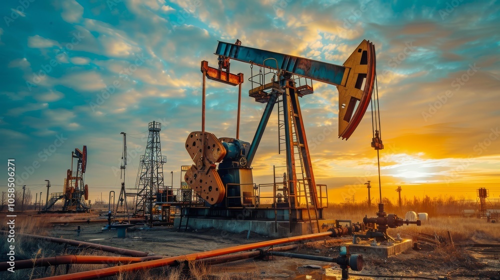 Oil Rig at Sunset: A Glimpse into the Energy Industry Oil Rig at Sunset: A Glimpse into the Energy Industry