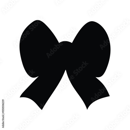 Black silhouette of a bow in a flat vector style isolated on a white background