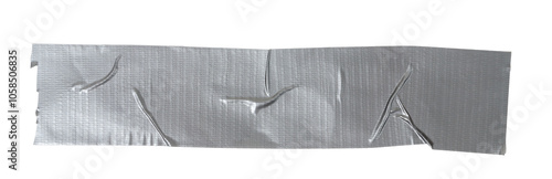 Isolated torn strip of repair tape with copy space on white background