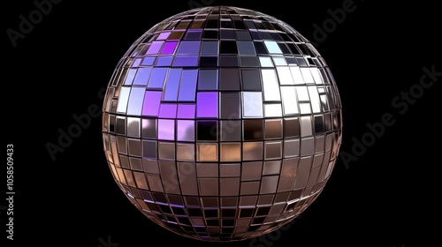 a silver and purple disco ball