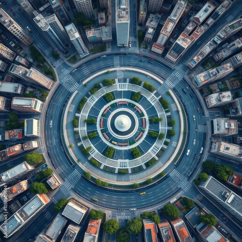 France aisne saintquentin aerial view of interconnected city streets with basilica of saintquentin in middle aerial city Ultra realistic Photorealistic  photo