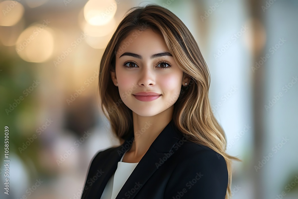 Attractive Businesswoman Portrait - Office Setting with Long Hair Attractive Businesswoman Portrait - Office Setting with Long Hair