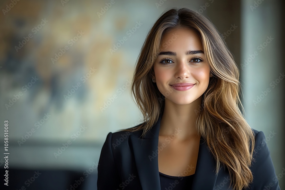 Attractive Businesswoman with Natural Makeup and Confident Smile Attractive Businesswoman with Natural Makeup and Confident Smile