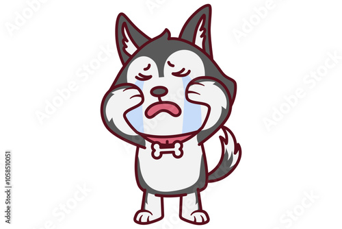 Cute Crying Dog Illustration