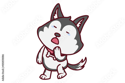 Cute Drowsy Dog Illustration