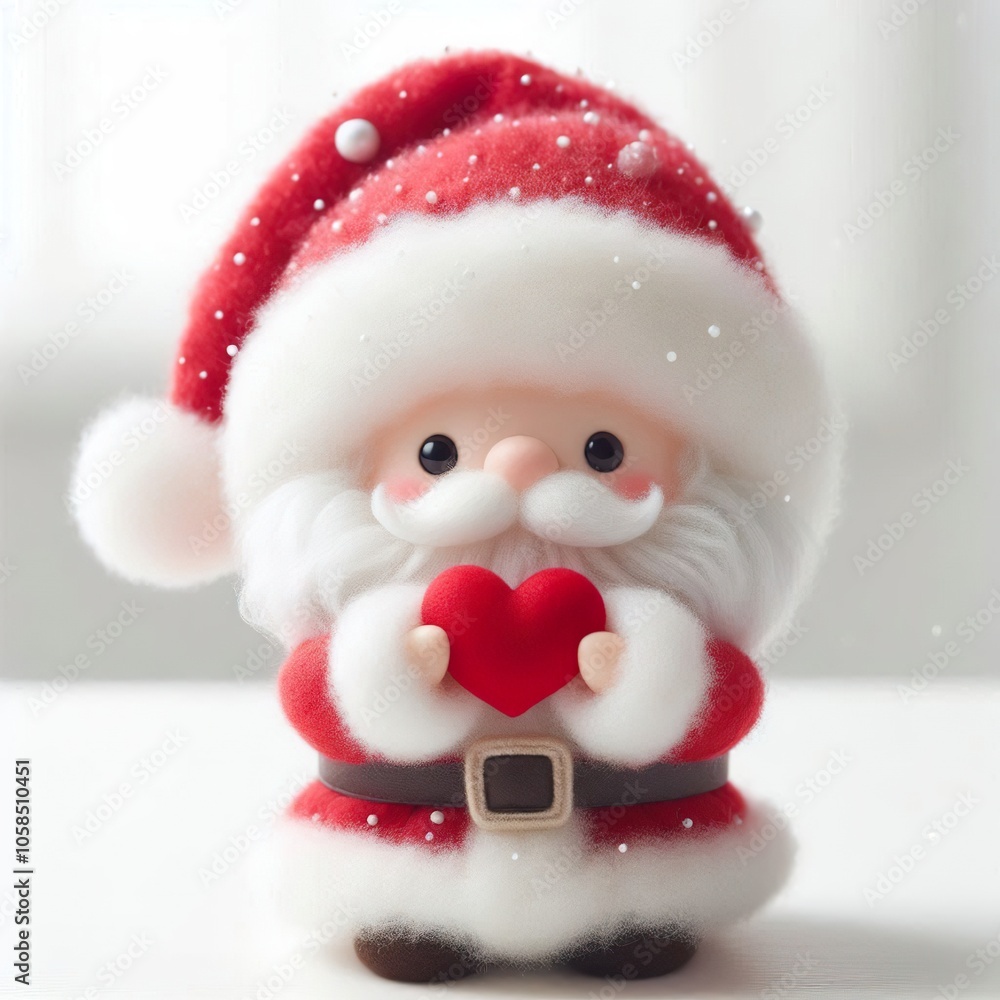 Fototapeta premium Cute fluffy santa claus doing mini heart pose