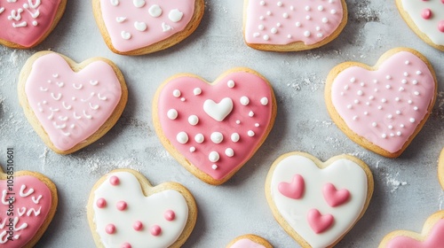 Delicious Heart-Shaped Decorated Cookies for Valentine's Day