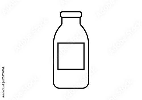 Icono negro de botella de bebida en fondo blanco