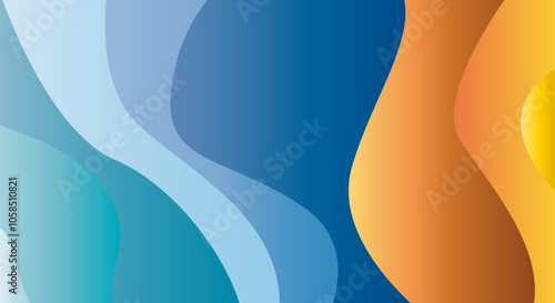 Fondo abstracto de formas curva azules, amarillo y naranja