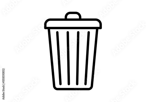 Icono negro de cubo de basura en fondo blanco