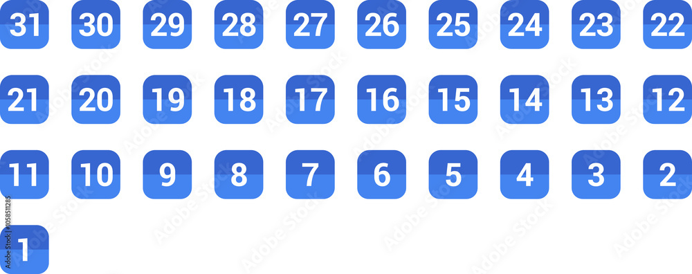 Simple numbers icon set of 1-31 numbers simple black style symbol sign for Calendar, apps and website illustration. Simple numbers icon set of 1-31 numbers simple black style symbol sign for Calendar, apps and website illustration.
