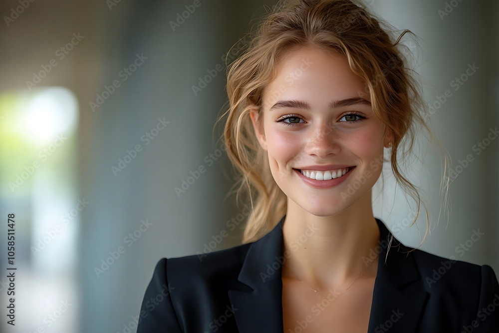 Blonde Businesswoman with Dimples Smiling Confidently Blonde Businesswoman with Dimples Smiling Confidently