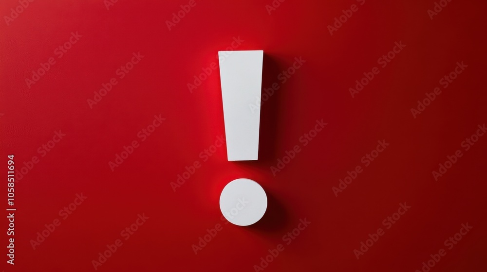 Red Background with White Exclamation Mark Sign Red Background with White Exclamation Mark Sign