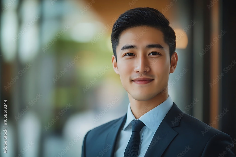 Confident Asian Businessman in Blue Suit Smiling Headshot Confident Asian Businessman in Blue Suit Smiling Headshot