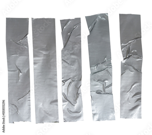 Set of isolated torn strip of repair tape with copy space on white background