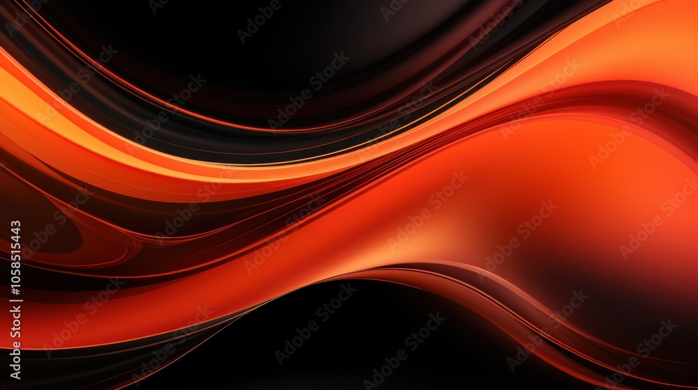 Abstract Orange Waves on Black Background Abstract Orange Waves on Black Background