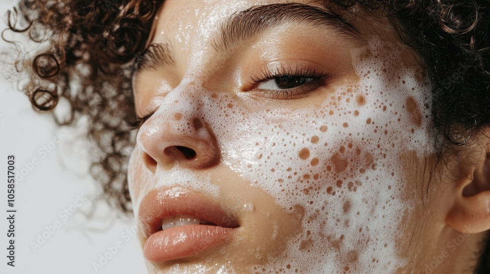 Serene Beauty with Freckles in Close-up Portrait Serene Beauty with Freckles in Close-up Portrait