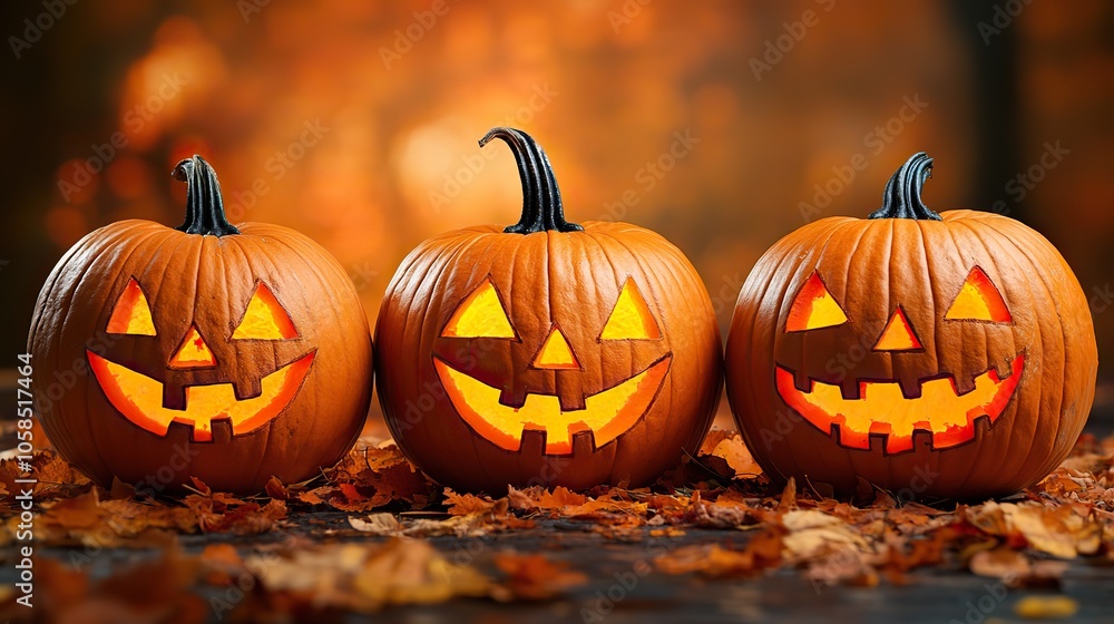Happy Halloween written in white, with pumpkins on an orange background, creating Halloween vibe Happy Halloween written in white, with pumpkins on an orange background, creating Halloween vibe