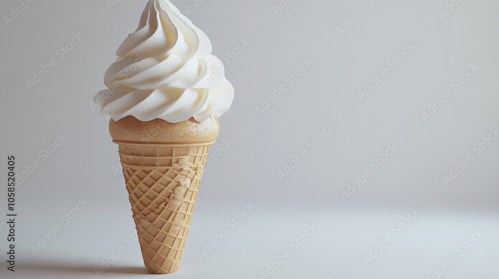 104.An isolated ice cream cone with a rounded scoop of soft ice cream on top, showcased on a pure white background. The texture of the cone is crisp, while the ice cream has a smooth, creamy 104.An isolated ice cream cone with a rounded scoop of soft ice cream on top, showcased on a pure white background. The texture of the cone is crisp, while the ice cream has a smooth, creamy