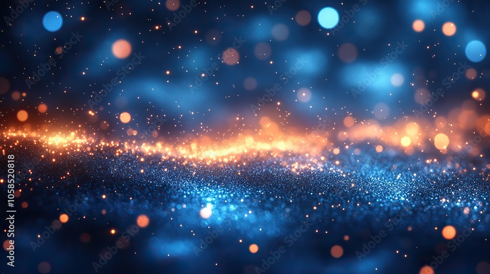 Light blue background with bokeh lights and glowing sunlight, perfect for banner design or packaging Light blue background with bokeh lights and glowing sunlight, perfect for banner design or packaging