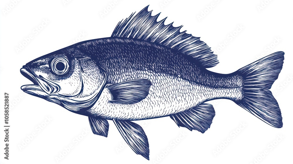 Fototapeta premium A detailed illustration of a fish, showcasing its anatomical features.