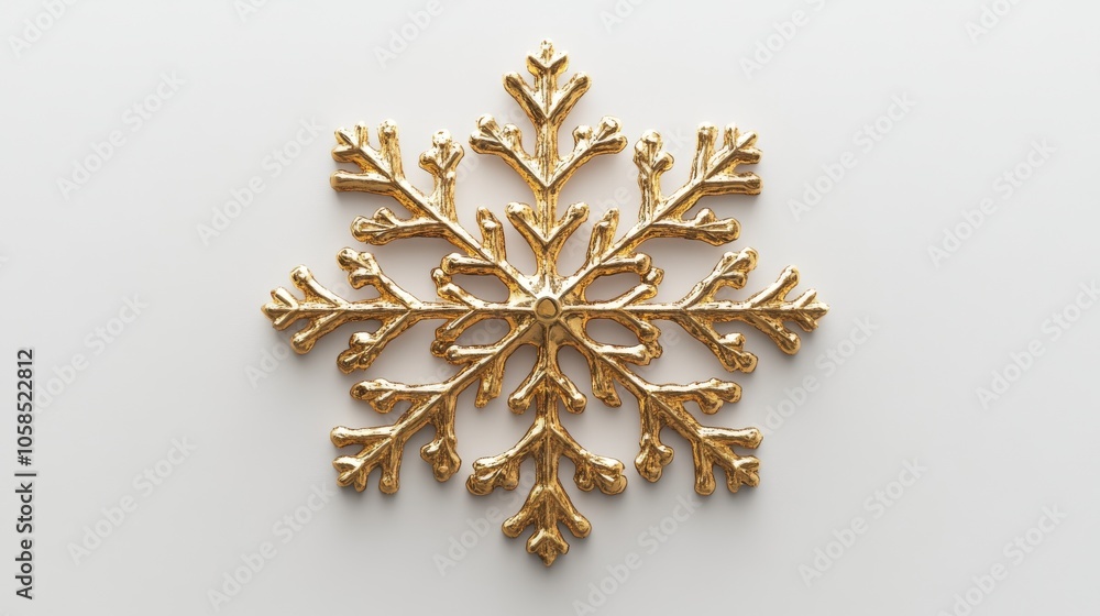 30.A beautifully detailed 3D gold snowflake with a polished, metallic finish, centered on a white background. The snowflake’s delicate branches and shimmering texture create a sense of luxury and 30.A beautifully detailed 3D gold snowflake with a polished, metallic finish, centered on a white background. The snowflake’s delicate branches and shimmering texture create a sense of luxury and