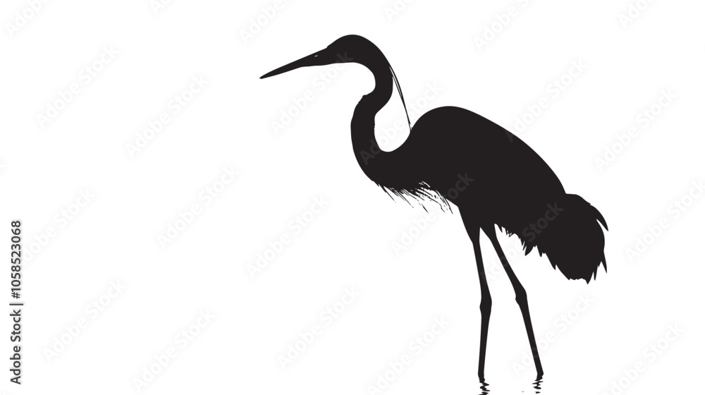 Fototapeta premium Crane Bird silhouette isolated on white background