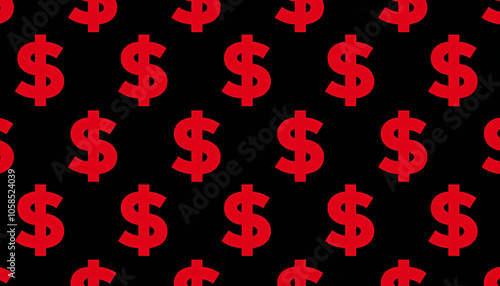 Bold red dollar signs pattern on a dark black background for Black Friday events
